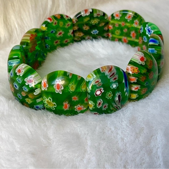 💎HOST PICK💎 MILLEFIORE Glass Stretch Bracelet In Green - Picture 11 of 11